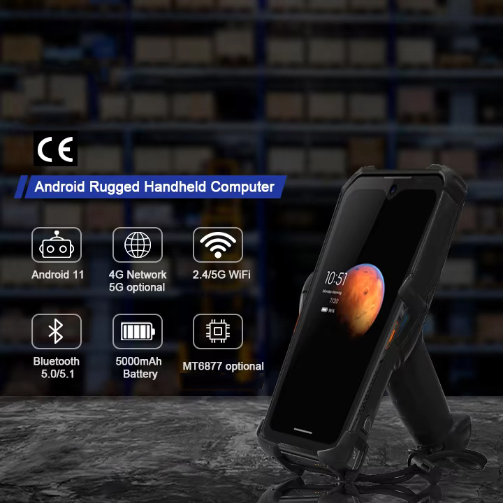 EDOO M82 Android Handheld 5G Mobile Terminal Pda IP68 1d 2d Barcode Scanner NFC Reader  With Removeable Battery 5000mAh