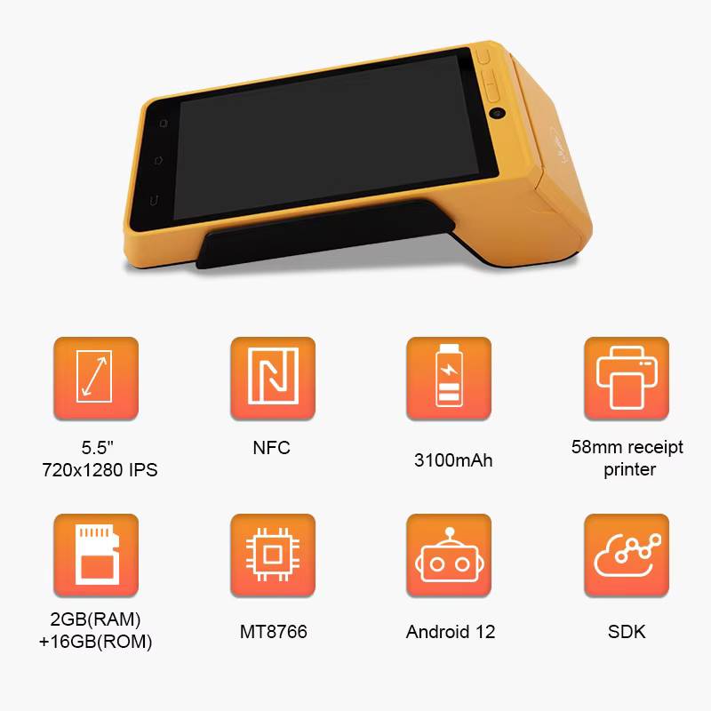 DEOO EP600 Android12 2GB Ram 16GB Rom 4G Hand Bill Machine Magnetic Card NFC Handheld Mobile Portable Cash Register POS System