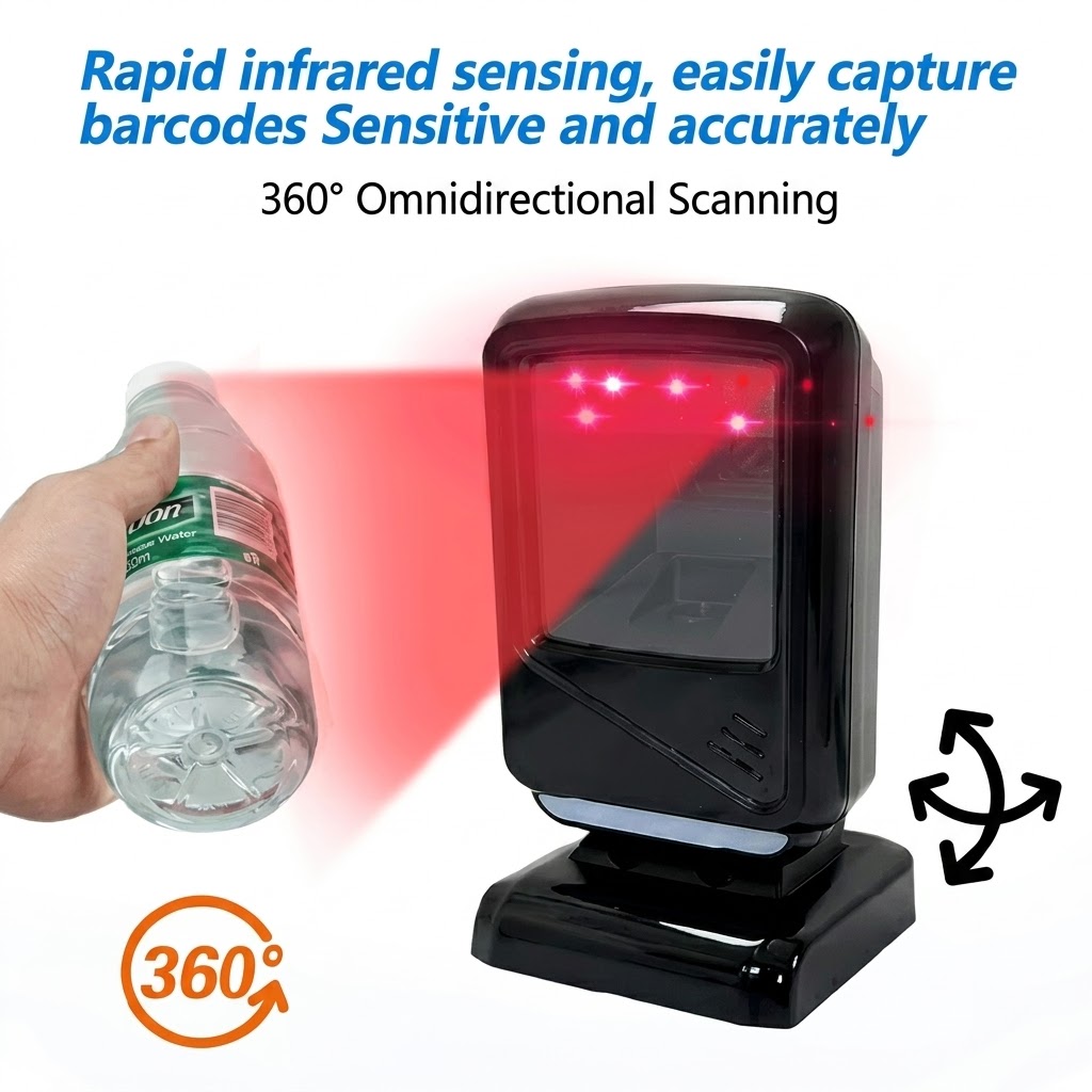 Desktop Barcode Scanner for Retail: EDOO D46 Dual-CPU 1D/2D Scanning Solution