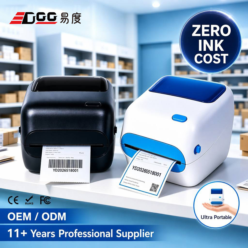 EDOO ED1088 80mm Thermal Label Printer Portable Wireless Mini Inkless Barcode Printer for Shipping L